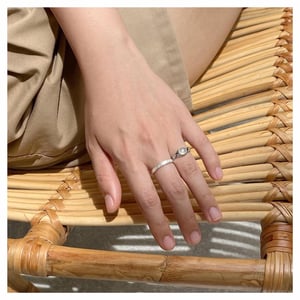 Image of Aqua Chalcedony cabochon cut vintage style silver ring no.2