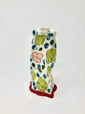 Image of Vase - pink and green flowers