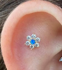 Image 2 of Flower with cz and blue Opal 