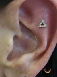 Image 2 of Gold triangle with cz stones 