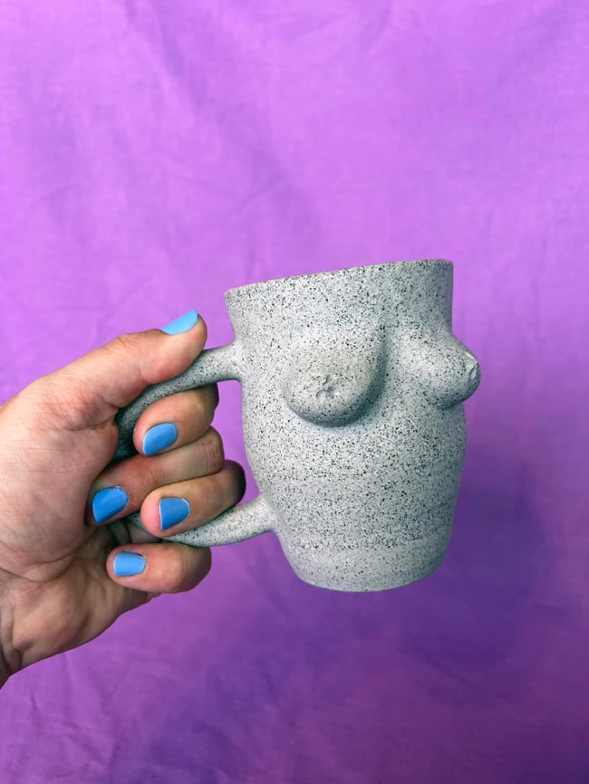 Bewb Mug with Handle (Grey Speckled + Raw)