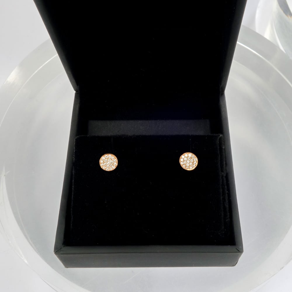 Image of 18ct rose gold diamond pave set earrings. PJ5442