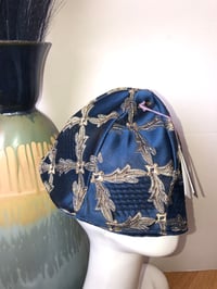 Image 2 of H.O.D. Bucket Hat Royal Blue Embroidery Satin Fabric W/Reversible Navy Velvet 