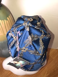 Image 3 of H.O.D. Bucket Hat Royal Blue Embroidery Satin Fabric W/Reversible Navy Velvet 