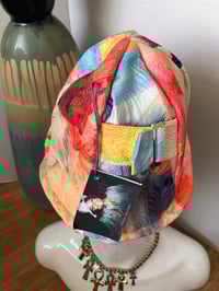 Image 5 of H.O.D. Reversible Bucket Hat Multi Color Fabric W/ Denim & Pearls Accent Detail