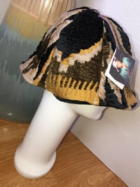Image 2 of H.O.D. Bucket Hat Black & Golden Textured Linen Velvet Fabric W/Bronze Quilt Inside