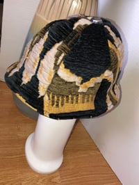 Image 3 of H.O.D. Bucket Hat Black & Golden Textured Linen Velvet Fabric W/Bronze Quilt Inside