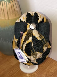 Image 4 of H.O.D. Bucket Hat Black & Golden Textured Linen Velvet Fabric W/Bronze Quilt Inside