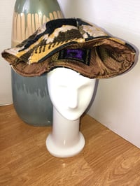 Image 5 of H.O.D. Bucket Hat Black & Golden Textured Linen Velvet Fabric W/Bronze Quilt Inside