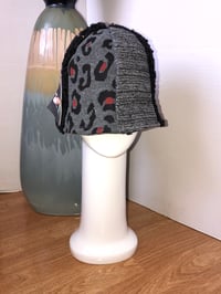 Image 1 of H.O.D. Bucket Hat Woven Cheetah & Chenille Panel W/Revesible Black Bleached Denim Side