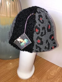 Image 2 of H.O.D. Bucket Hat Woven Cheetah & Chenille Panel W/Revesible Black Bleached Denim Side