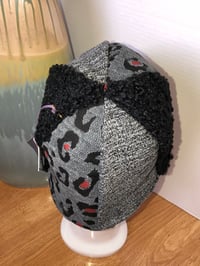 Image 3 of H.O.D. Bucket Hat Woven Cheetah & Chenille Panel W/Revesible Black Bleached Denim Side