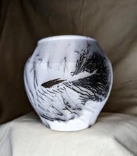 Image 1 of Peacock Feather & Horse Hair Vessel - A