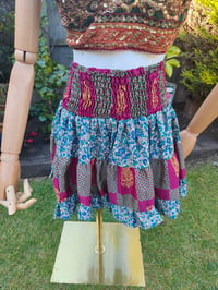 Image 2 of Boho Mini Skirt- maroons one size 6-12 uk