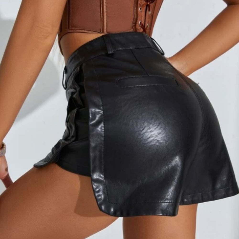 Image of Big Stepper Pu Leather Shorts