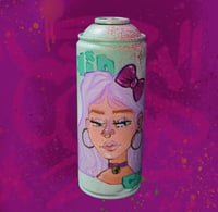 Image 1 of Hand Painted Empty Spray Cans ( Pink Bow )