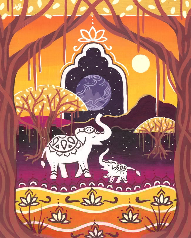 Happy Little Elephants - Print