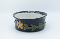 Image 1 of Large Floral Bowl with Black Glaze