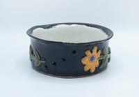 Image 3 of Large Floral Bowl with Black Glaze