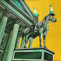 Image 1 of Duke of Wellington, Glasgow, Fine Art Print - Yellow and Teal