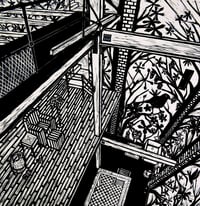 Image 1 of Bird cage linocut print // fine art print // Limited Edition