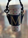 Christmas Gift, Stocking Stuffer, Coffee Cup Sleeve with Chain Strap, Drink Carrier for Coffee or Te