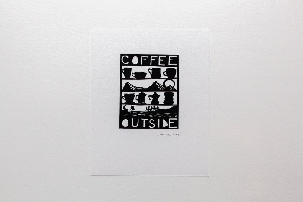 Image of Coffee Outside - {Original Papercut - 8x10"}
