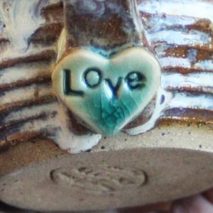 Image of Reserved for Karolee - Rustic Love Mug, 14 oz. , Handcrafted Pottery Stoneware Coffee Cup (A)