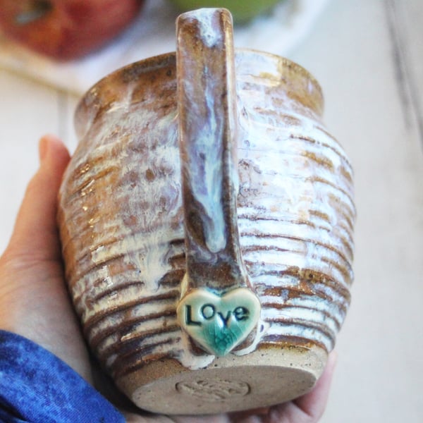 Image of Reserved for Karolee - Rustic Love Mug, 14 oz. , Handcrafted Pottery Stoneware Coffee Cup (A)