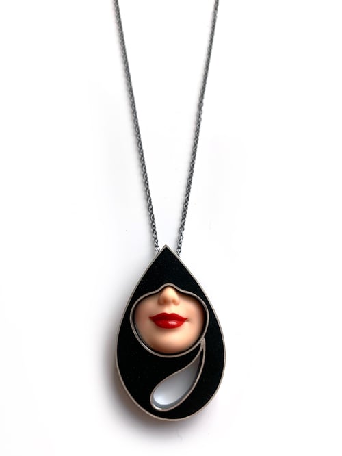 Image of Teardrop Smile Necklace in Black