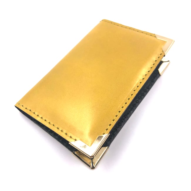 Cardholder, 2 pockets, mat Gold outside - GOLD angles