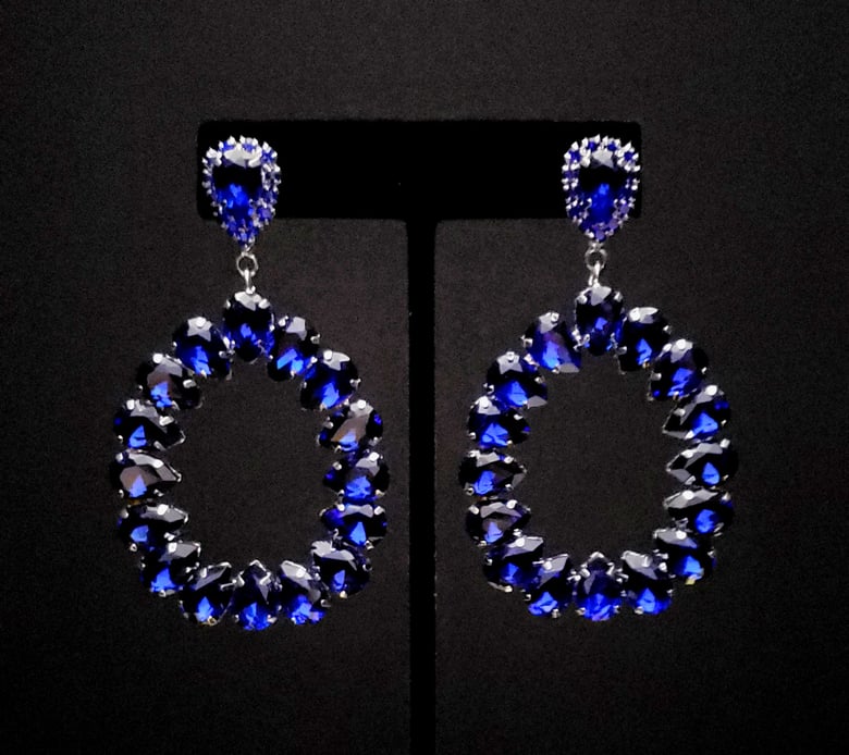 Image of Royal Blue Dazzling Pierced Earrings 