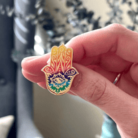 Image 3 of Colorful Rainbow Hamsa Enamel Pin | Spiritual Symbol with Vibrant Style