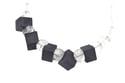 Rock Crystal Quartz bead Necklace twinned with “intergrowth” of sterling silver cubes. 