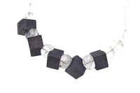 Image 2 of Rock Crystal Quartz bead Necklace twinned with “intergrowth” of sterling silver cubes. 