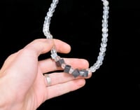 Image 3 of Rock Crystal Quartz bead Necklace twinned with “intergrowth” of sterling silver cubes. 