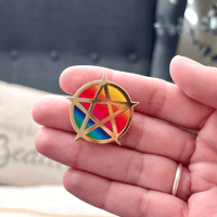 Image 2 of Pentagram (Five Point Star) Enamel Pin | Mystical Symbolic Fashion