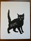 “Nope Cat” original linocut print