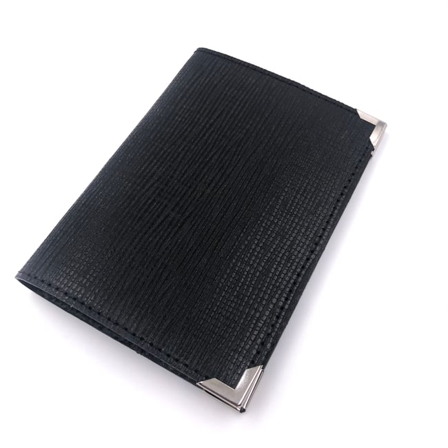 Universal Passport Holder, 2 pockets - black structured outside - silver angles