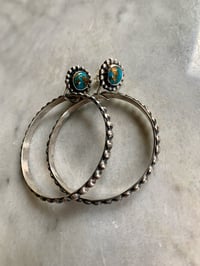 Image 2 of Blue Copper Turquoise Hanging Hoops