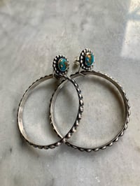 Image 4 of Blue Copper Turquoise Hanging Hoops
