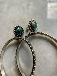 Image 1 of Blue Copper Turquoise Hanging Hoops