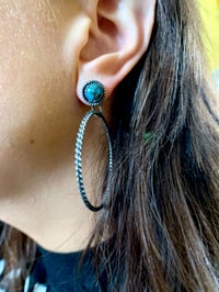 Image 3 of Copper Turquoise Hanging Hoops