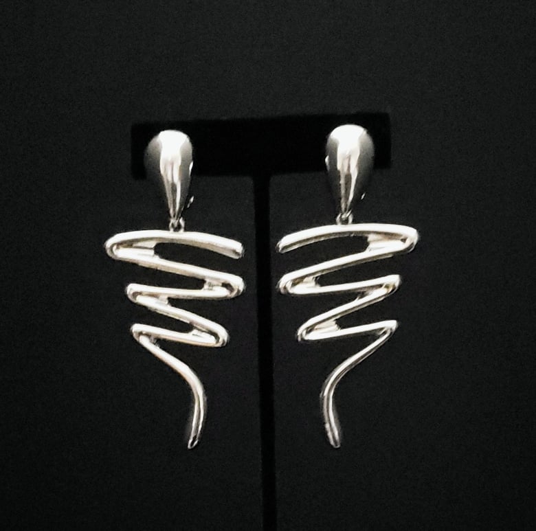 Image of Silver Abstract Design Clip-On Earrings 