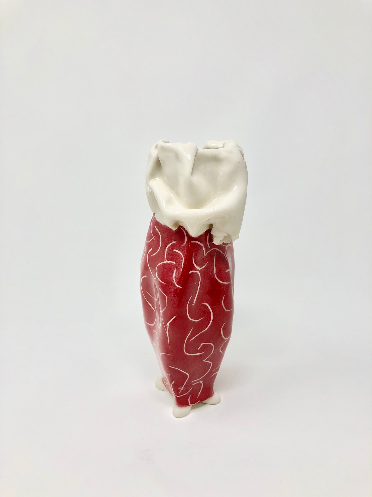 Image of Red and White Bud Vase