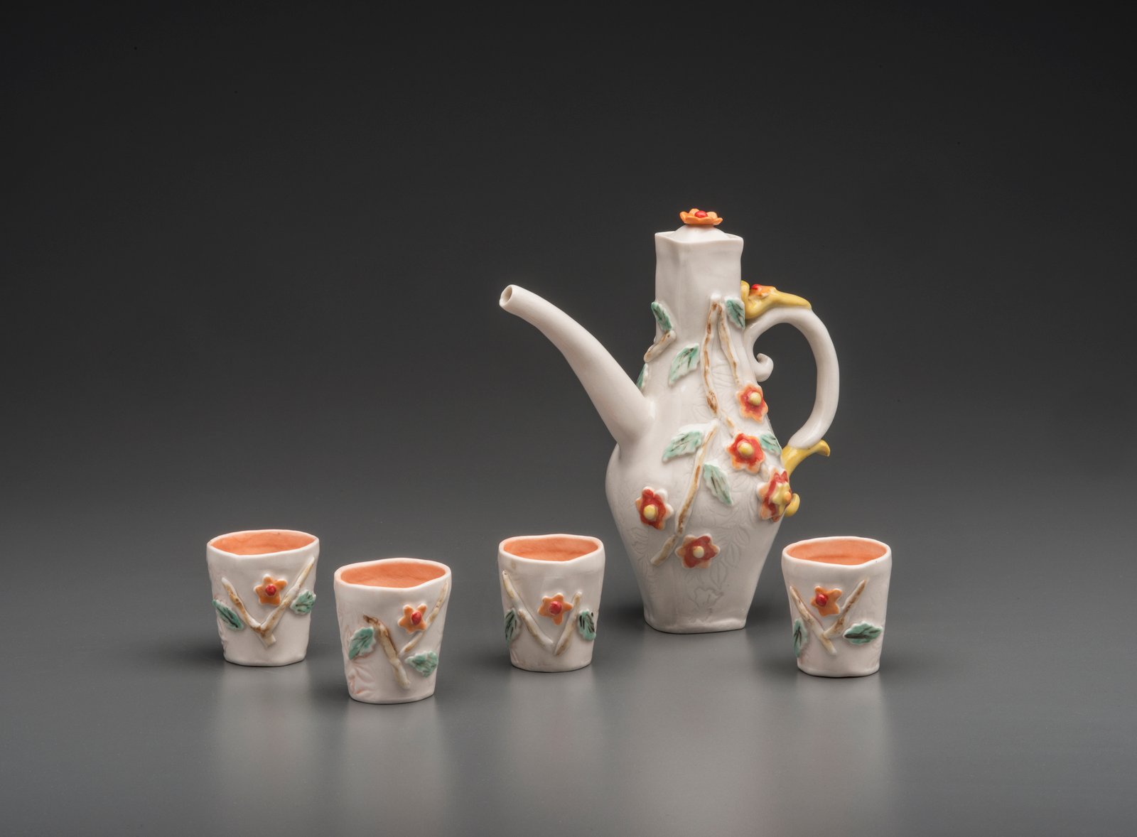Sake Pourer and 4 o-choko (cups) | Charlotte Lindley Martin Ceramics