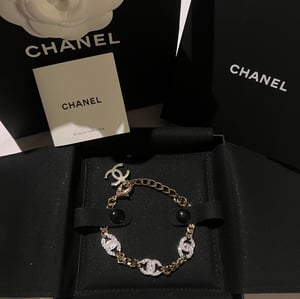 Image of Auth Chanel CC Interlocking Crystal Link Bracelet 