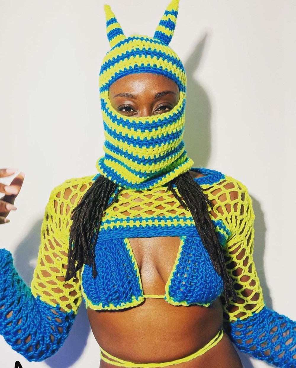 Image of Blue and yellow devil balaclava