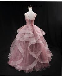 Image 4 of Pink Sweetheart Tulle Long Prom Dress, Pink Tulle Ball Gown Sweet 16 Dresses