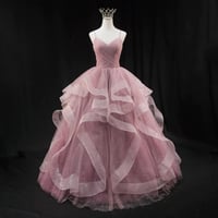 Image 1 of Pink Sweetheart Tulle Long Prom Dress, Pink Tulle Ball Gown Sweet 16 Dresses